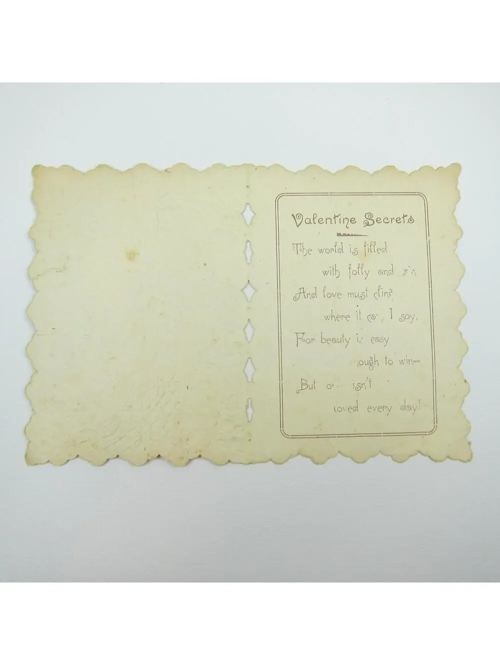 Valentine Card Red Poppy Flowers Gold Embossed Die cut Bifold Antique 1913